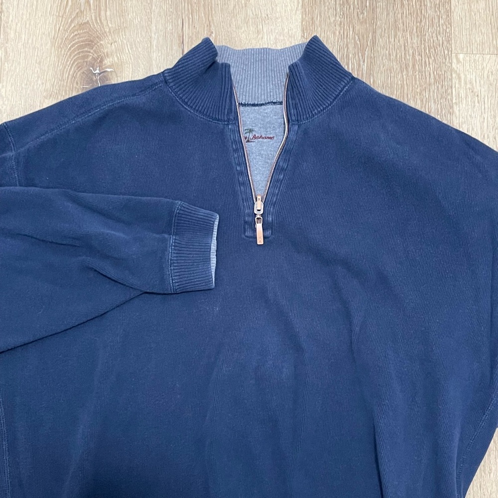 Tommy Bahama Navy Zip-Up Sweater
